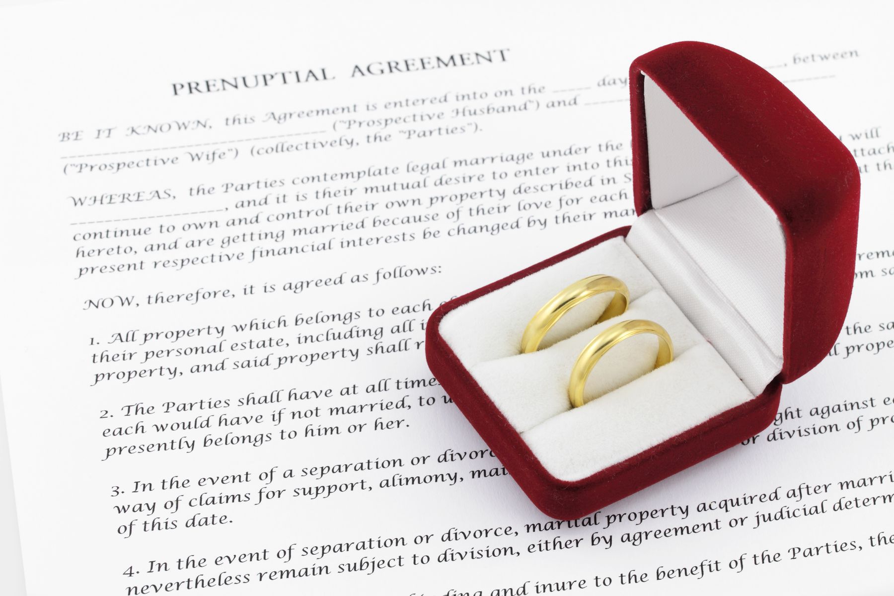 wedding rings on prenuptial agreement