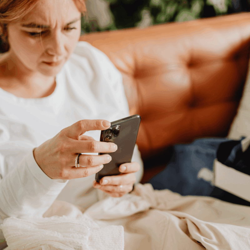 woman scrolling on social media